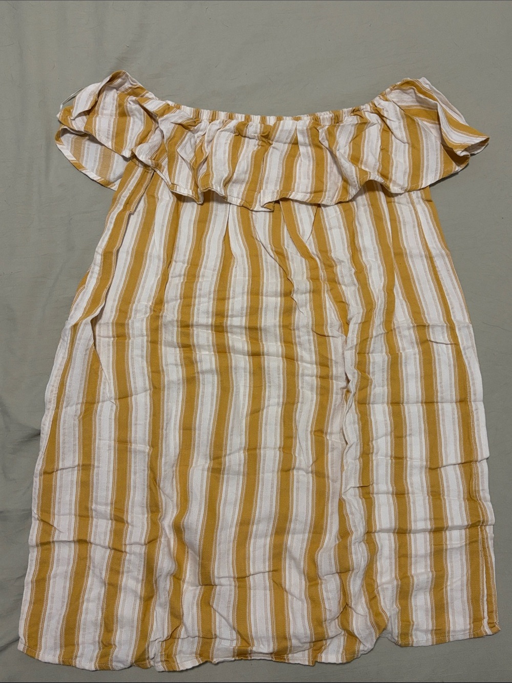 Stradivarius - Off-Shoulder Yellow Stripe Dress